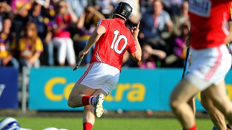 Cork's Conor Lehane celebrates scoring a goal against Wexford
