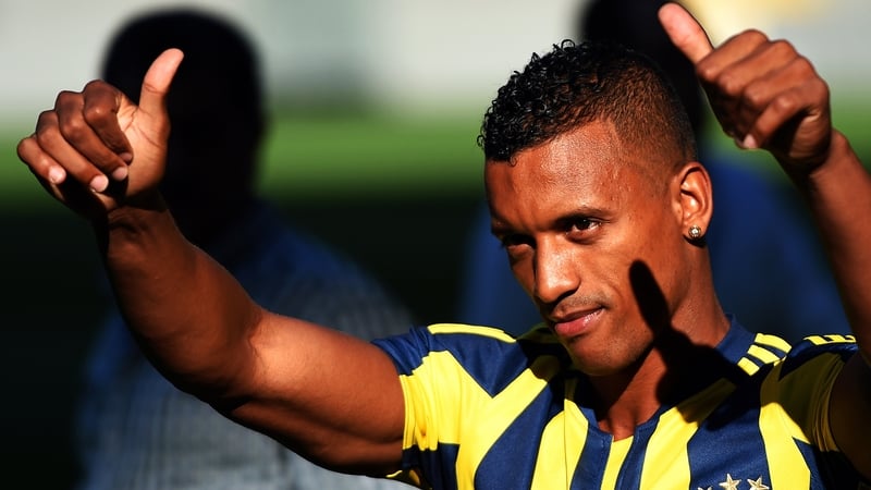 Nani gestures to fans after signing for Fenerbache