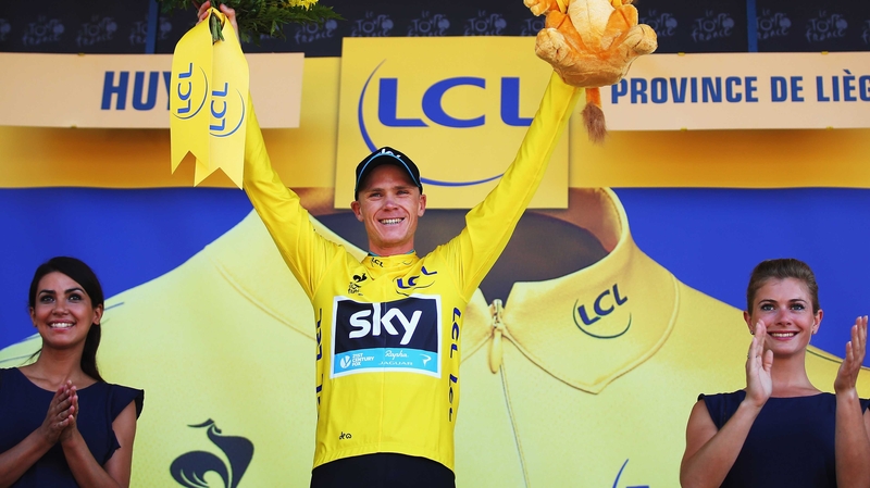 Unaware he was required for the podium presentation and leader's duties, Froome returned to the Team Sky bus before returning