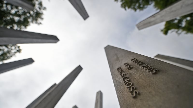 Columns for the victims of the London bombings at the 7/7 Memorial at Hyde Park in London