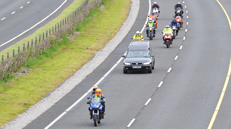 Motorcyclists and members of the emergency services formed a cavalcade, accompanying the cortège