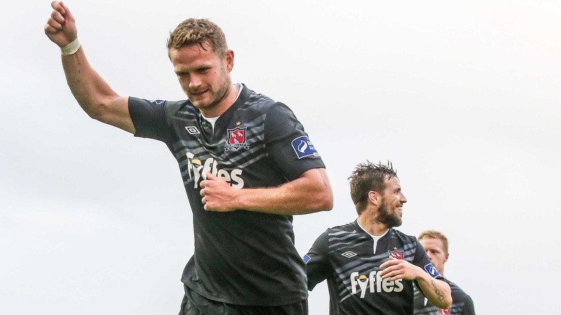 Dane Massey celebrates his goal against Galway United