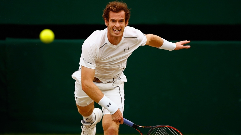 Andy Murray serves yesterday