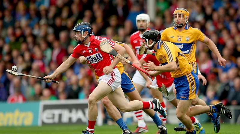 Cork’s Conor Lehane chased by Jack Browne and John Conlon of Clare at Semple Stadium