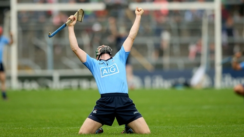 Dublin’s John McCaffrey celebrates at the final whistle
