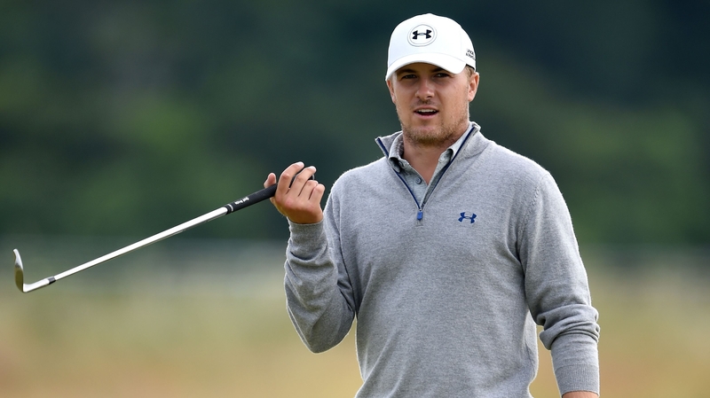 Jordan Spieth playing a practice round ahead of the 144th Open Championship at The Old Course