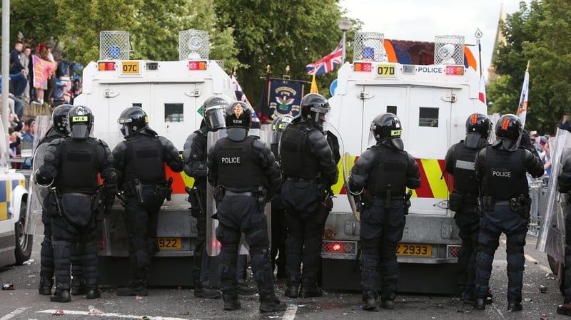 At least eight officers were injured in tonight's violence