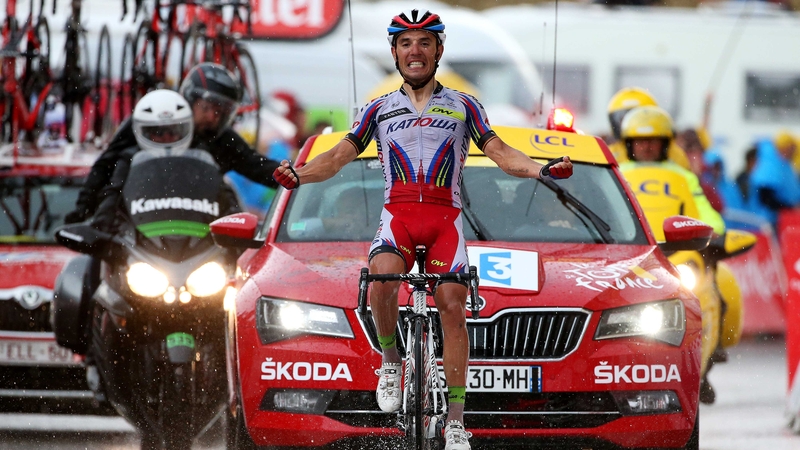 Joaquim Rodriguez enjoys his moment of glory