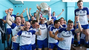 Monaghan players celebrate their Ulster SFC crown following victory over Donegal in Clones