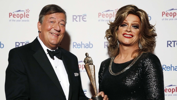 Stephen Fry presenting Panti with a People of the Year Award 2014