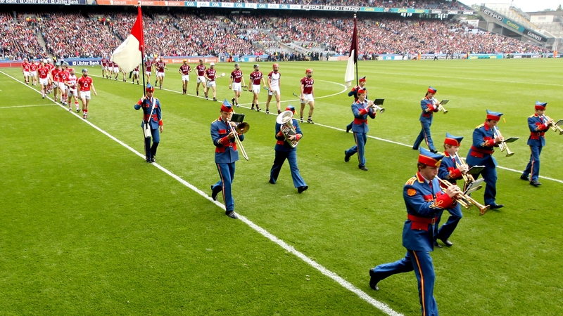 Cork and Galway players in the parade ahead of their last championship meeting in the 2012 All-Ireland semi-final