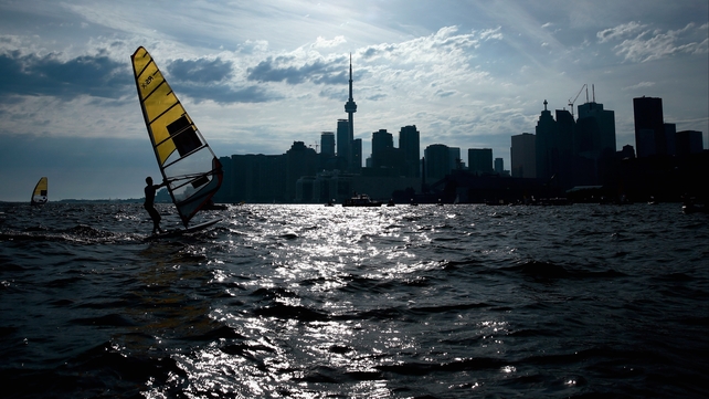 Zac Plavsic warms up during the Toronto 2015 Pan Am Games in Toronto, Canada