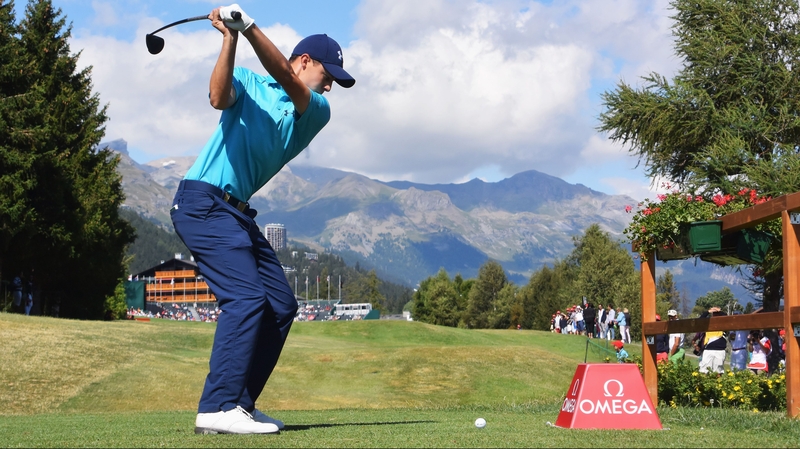 Matthew Fitzpatrick tees off at the 18th