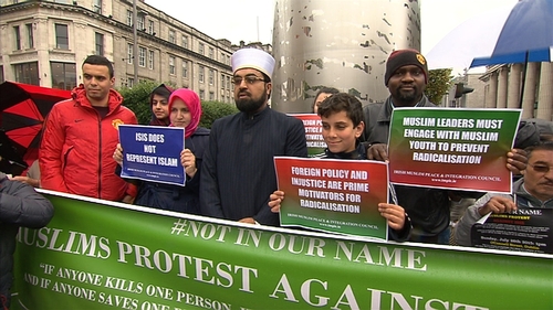 The demonstrators gathered on Dublin's O'Connell Street