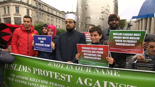 The demonstrators gathered on Dublin's O'Connell Street