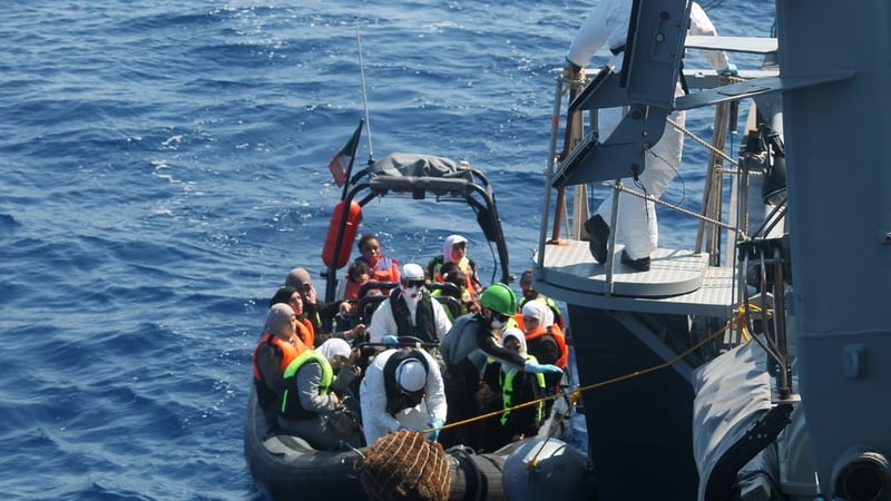 The LÉ Niamh assisted in the rescue of people from a wooden barge recently