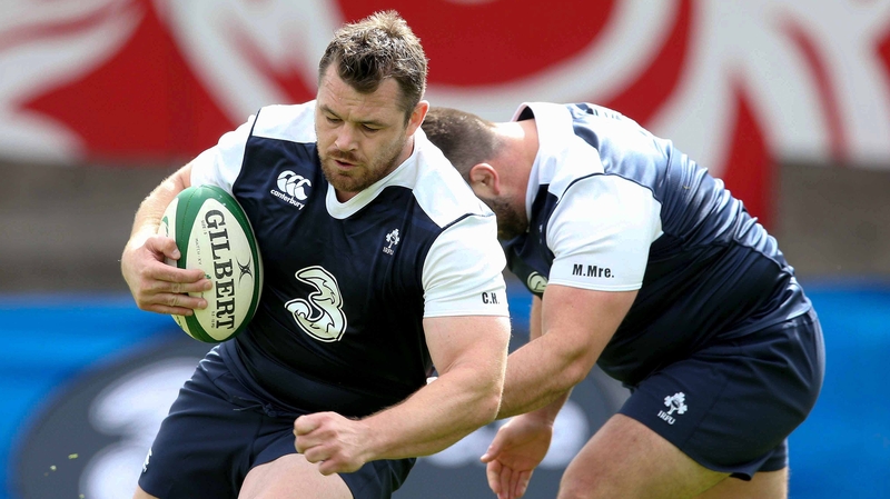 Cian Healy and Marty Moore at Ireland training