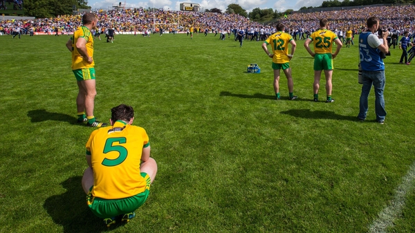 Donegal players after the Ulster final defeat to Monaghan