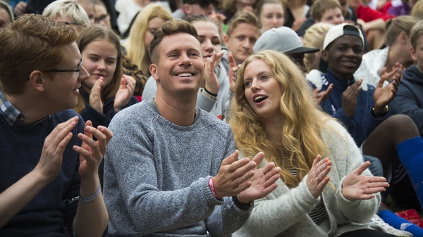 Terror attack survivor Eskil Pedersen attends the opening of the first summer camp on the island since 2011