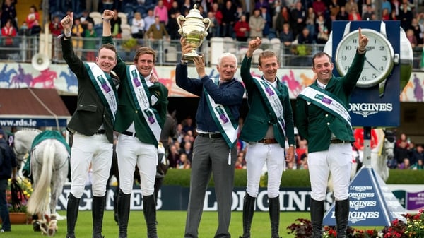 Ireland celebrate with the Aga Khan Trophy