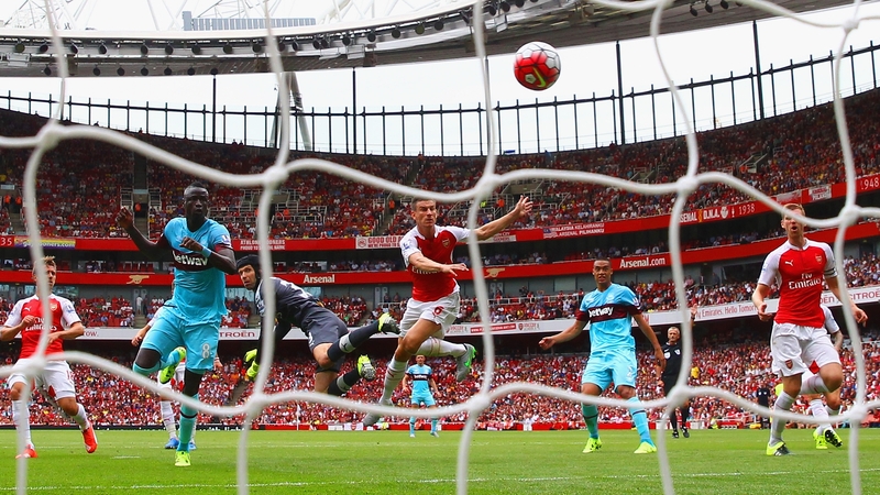West Ham's Cheikhou Kouyate heads home the opener
