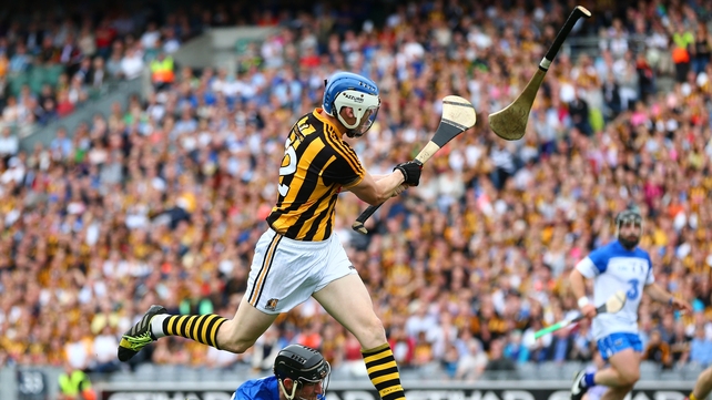 A flying hurl can't stop TJ Reid scoring a goal for Kilkenny in their All-Ireland SHC semi-final against Waterford at Croke Park