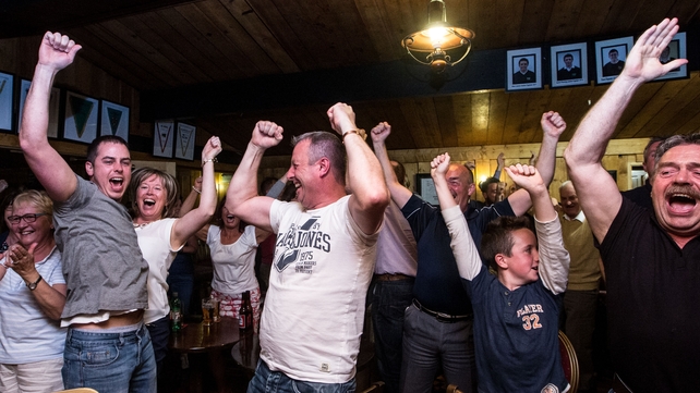 Shane Lowry's family and friends celebrate his victory in the US at Esker Hills Golf Club
