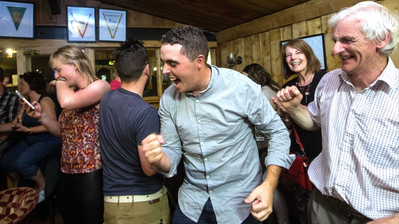 Alan Lowry punches the air at Esker Hills Golf Club