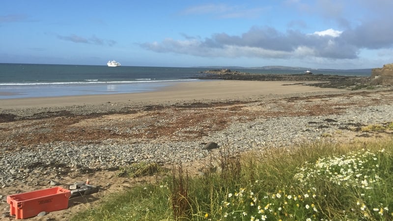 The cable ship off the coast of Garretstown Beach, Kinsale, Co Cork