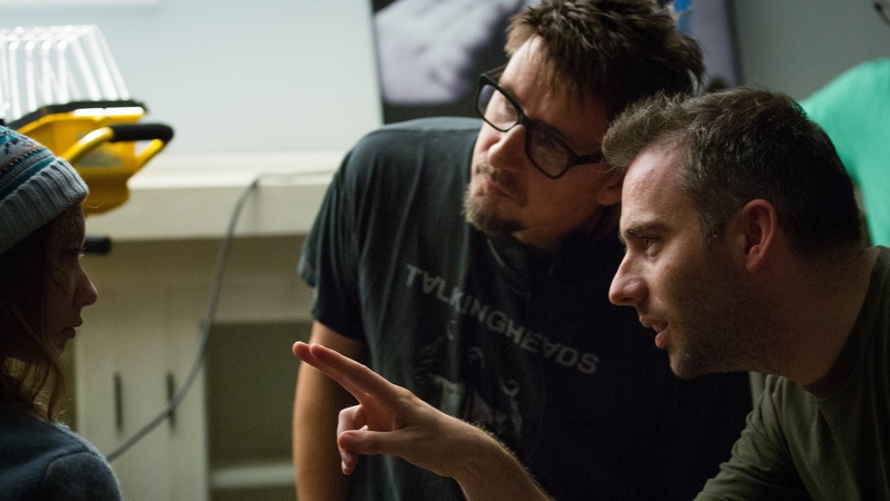 Foy (r) with Sinister 2 writer-producer Scott Derrickson