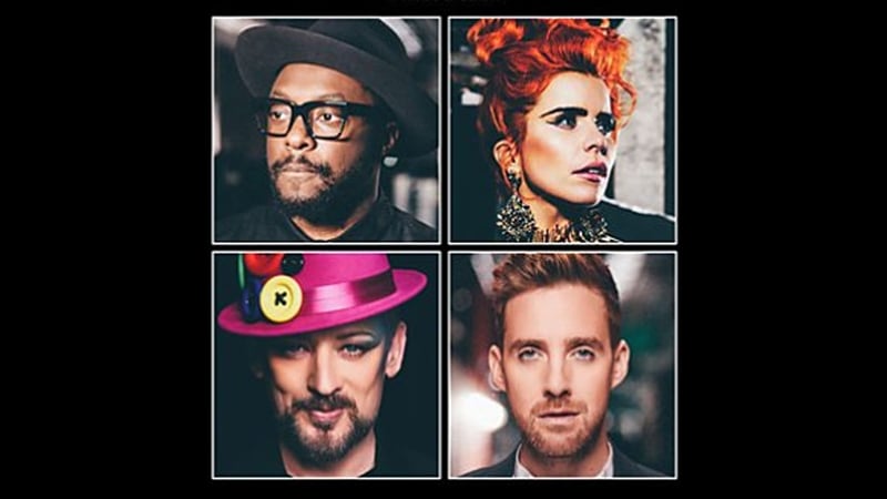 Boy George and Paloma Faith join returning coaches Will.i.am and Ricky Wilson for the fifth series Picture: BBC