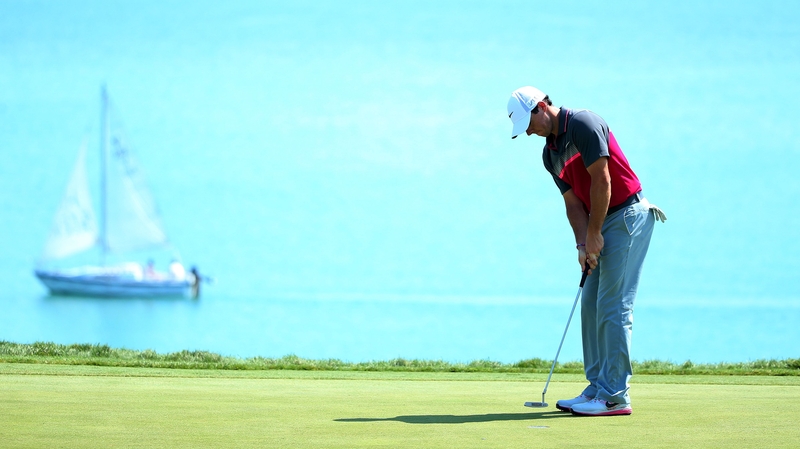 Rory McIlroy on the fourth green at Whistling Straits