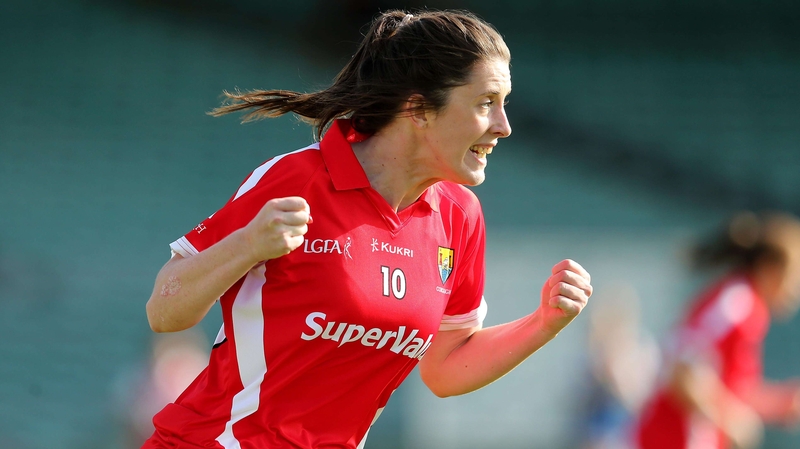 Cork's Ciara O'Sullivan celebrates scoring the first goal of the game