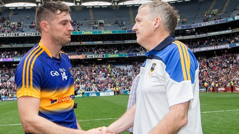 Seamus Callanan (left) and Eamon O'Shea after Tipperary's defeat
