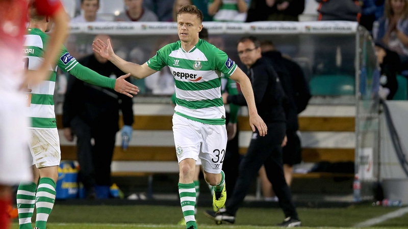 Damien Duff made his first appearance for Shamrock Rovers against Cork City on Monday evening