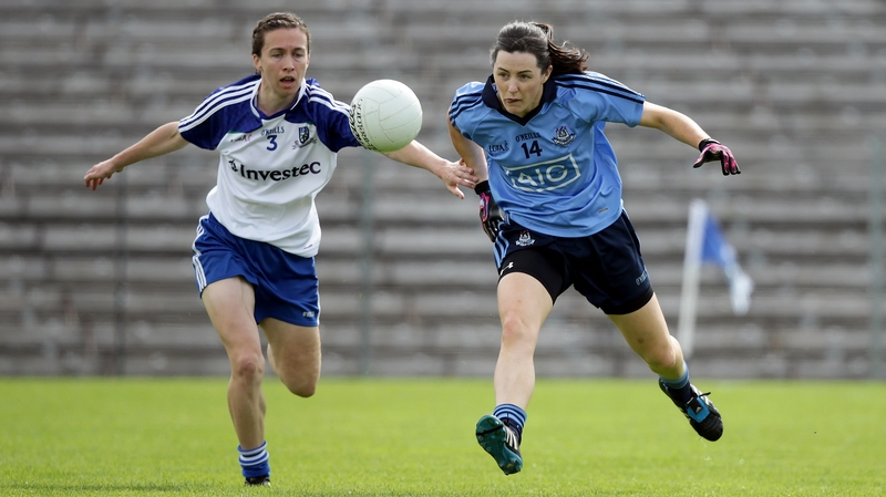 Dublin's Lyndsey Davey with Sharon Courtney of Monaghan