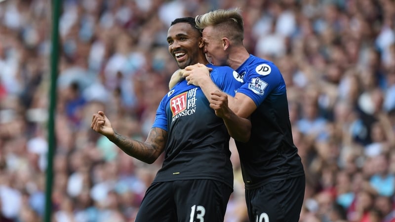 Callum Wilson celebrates scoring his second goal as Bournemouth defeated West Ham