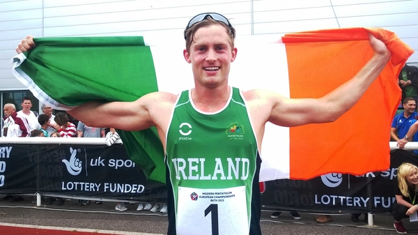 Arthur Lanigan O'Keeffe competes in the men's modern pentathlon