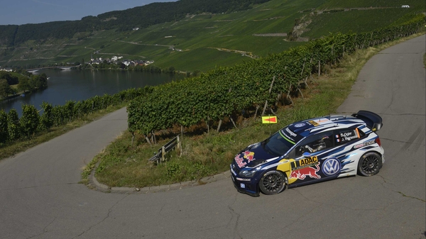 Sebastien Ogier negotiates the twisting roads of the picturesque Mosel Valley