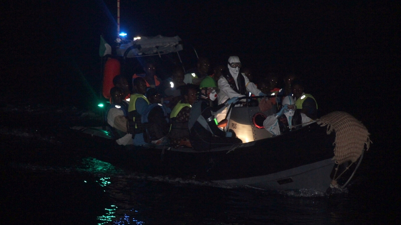 The LÉ Niamh deployed two ribs to the first vessel