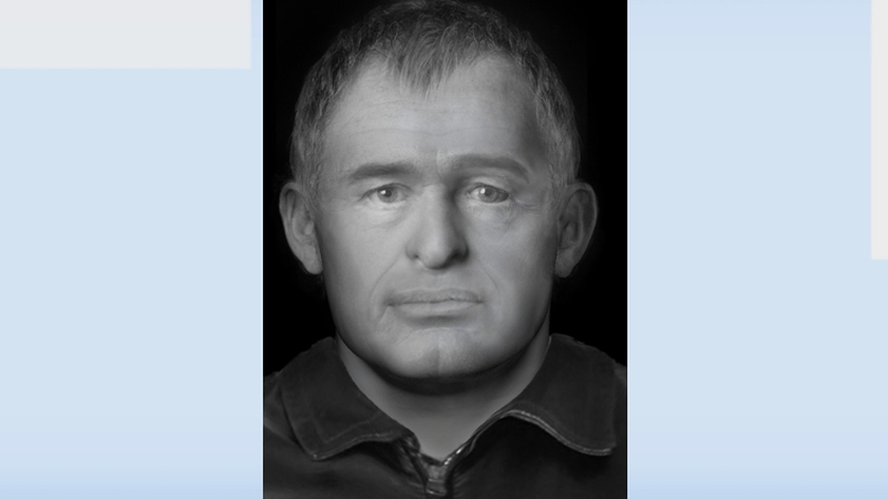 A facial reconstruction image of the man has been created by Dundee University