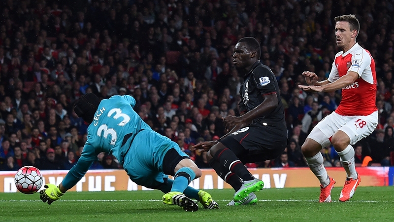 Petr Cech kept his side in the game in the first half with several top-notch saves, including this one from Christian Benteke