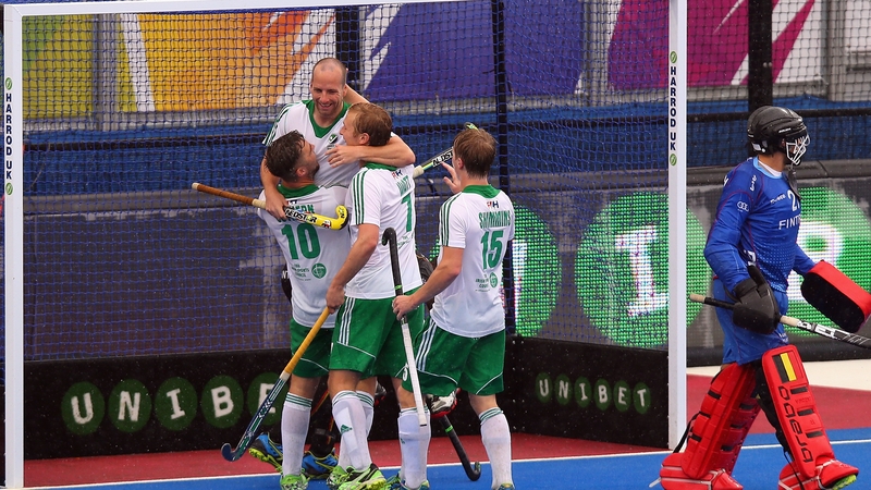 Peter Caruth celebrates scoring Ireland's opening goal against Belgium