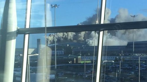 Smoke is seen from one of the terminal buildings at Dublin Airport (Pic: Pearse Cromwell)