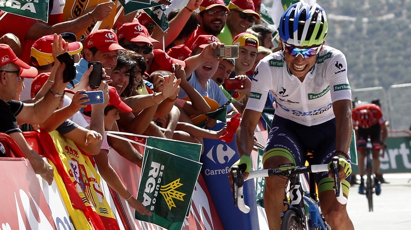 Esteban Chaves on his way to winning the sixth stage of the Vuelta