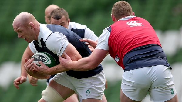Paul O’Connell trains at Aviva Stadium on Friday
