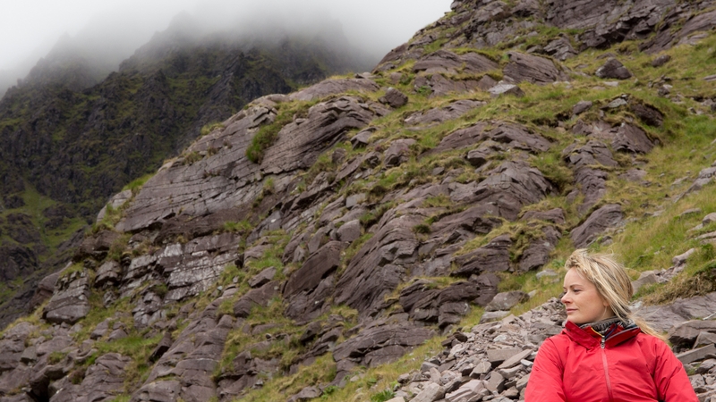 Deirdre taking a break while climbing Carrauntoohil