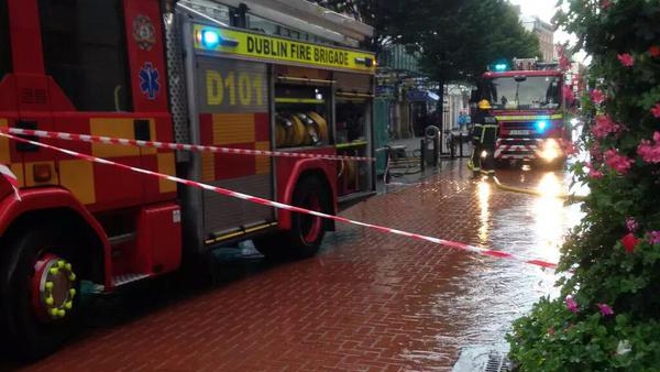 Five units attended the scene on South King St, with initial reports suggesting the fire was in the basement of the building (Pic: Dublin Fire Brigade)