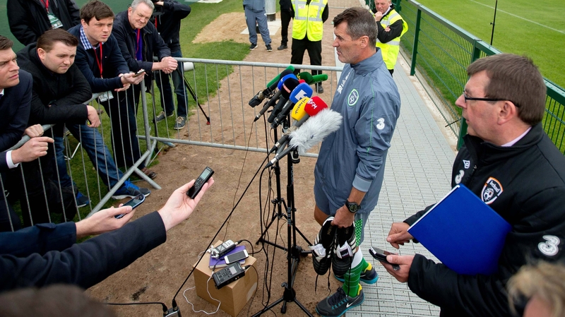 Roy Keane speaking to the media after training today