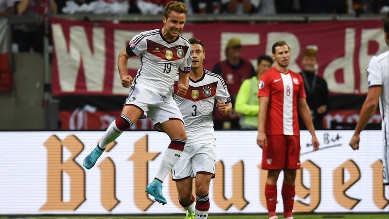 Mario Gotze celebrates scoring in Frankfurt